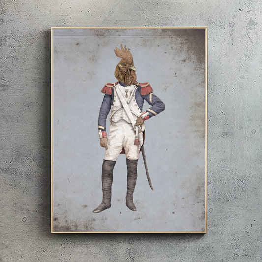 Chantecler - Cockerel in Uniform Print - Reduced to clear