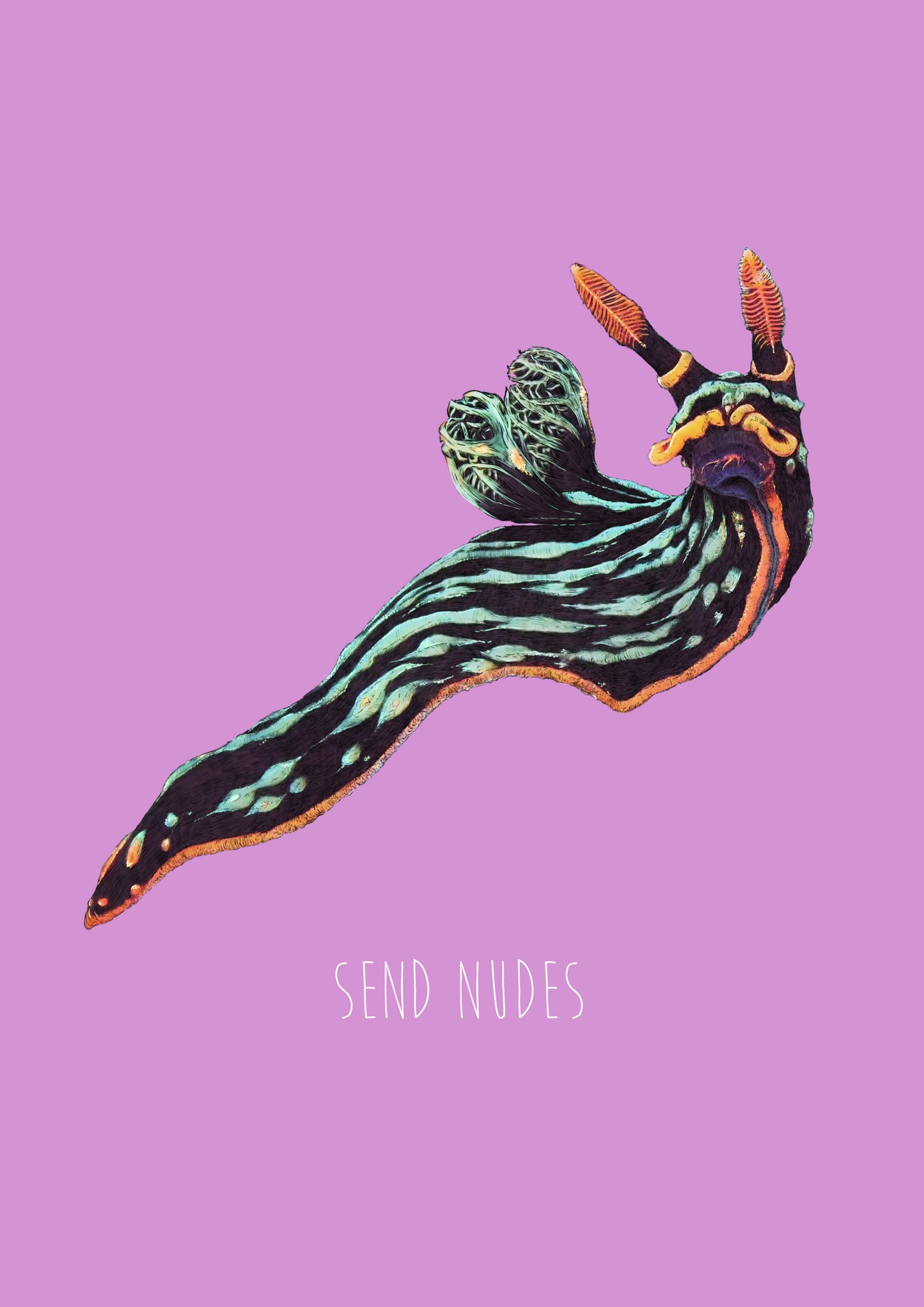 Send Nudes Greetings Card | Funny Nudibranch Illustration