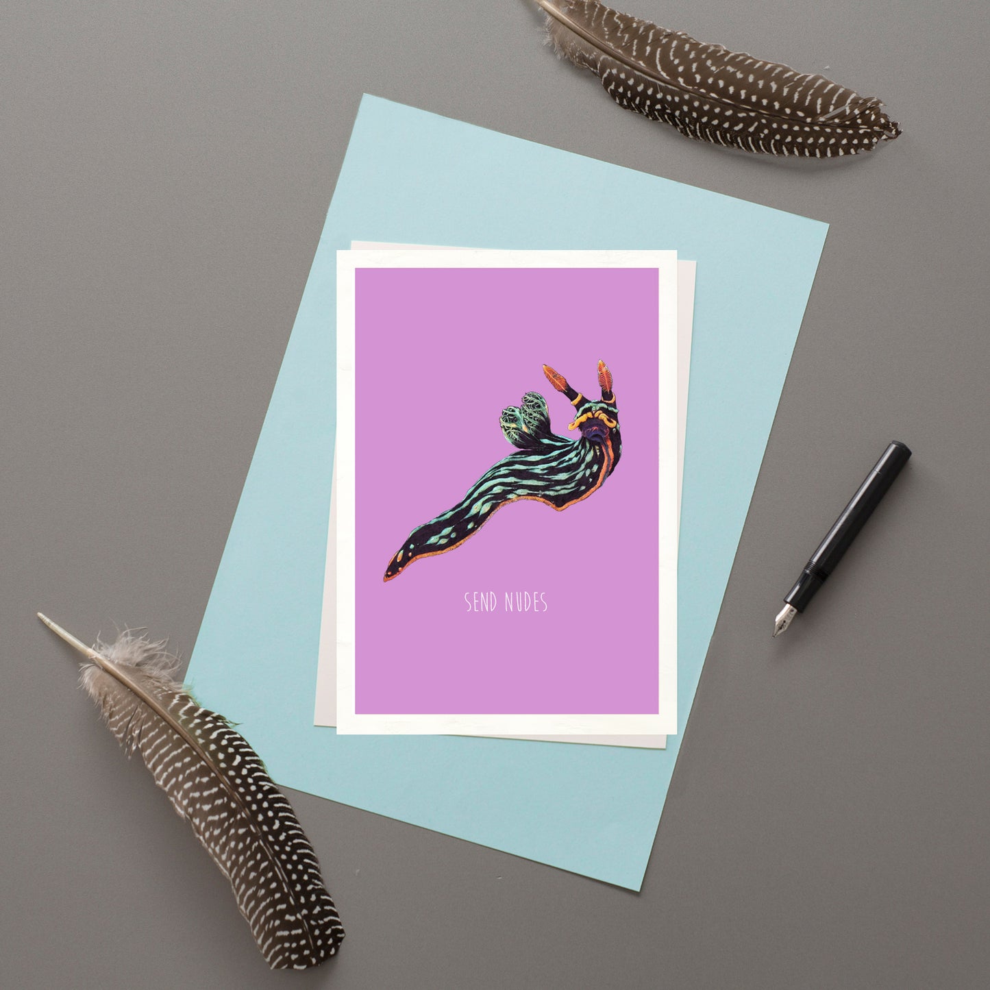 Send Nudes Greetings Card | Funny Nudibranch Illustration